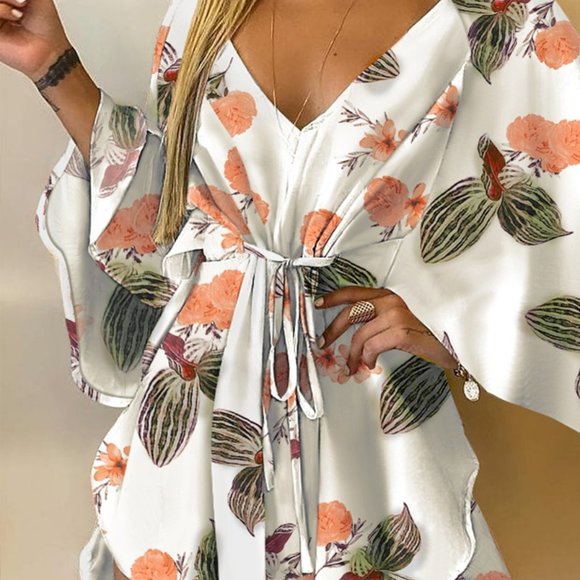 Trendy Chic Floral Asymmetrical Front Tie Mini Dress 🌴 🍹 🌞🍹 🌴 - Picture 4 of 10